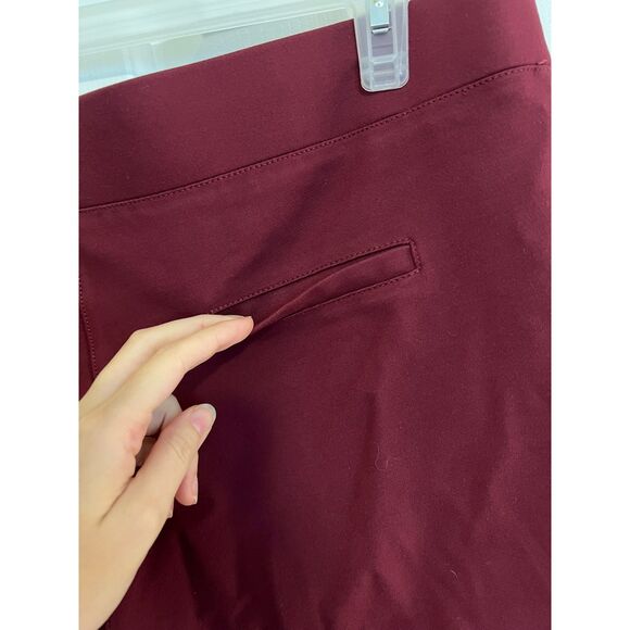 Betabrand Dress Yoga Pants Stretchy 2XL Petite Maroon Red Sailor 6 button - Picture 4 of 9